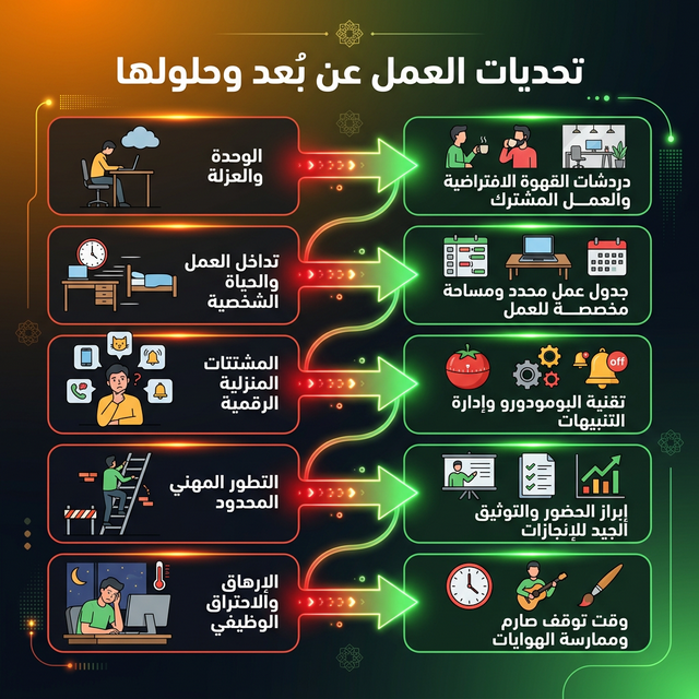 إنفوجرافيك: تحديات العمل عن بُعد وحلولها