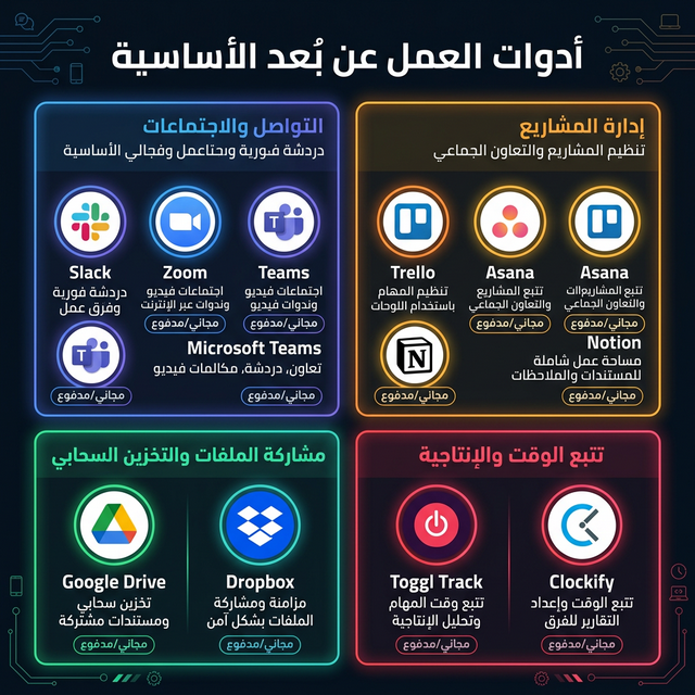 إنفوجرافيك: أدوات العمل عن بُعد الأساسية